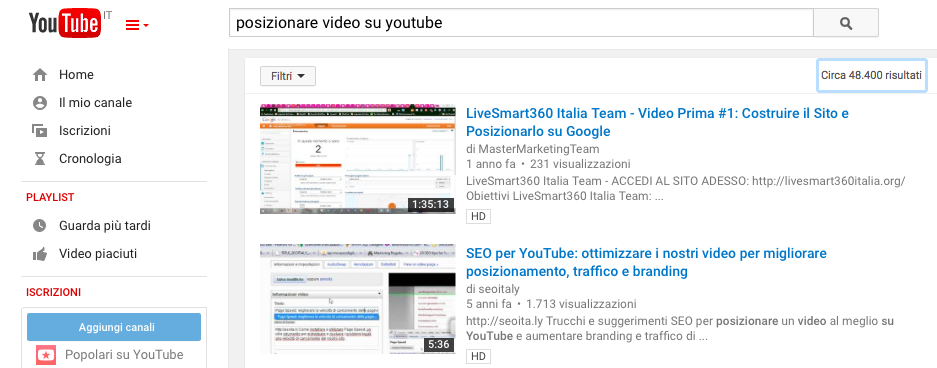 Esempio di pagina di un canale YouTube con nome, icona, banner e descrizione del canale