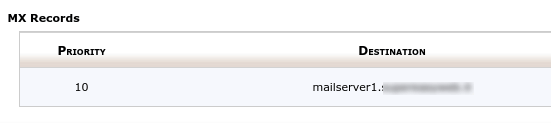 Altri record DNS del secondo dominio configurati per il server mail