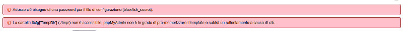 Messaggi di errore in fondo alla dashboard di phpMyAdmin dopo l'aggiornamento a PHP 7