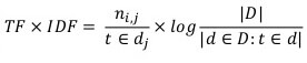 Formula matematica per il calcolo del valore TF-IDF