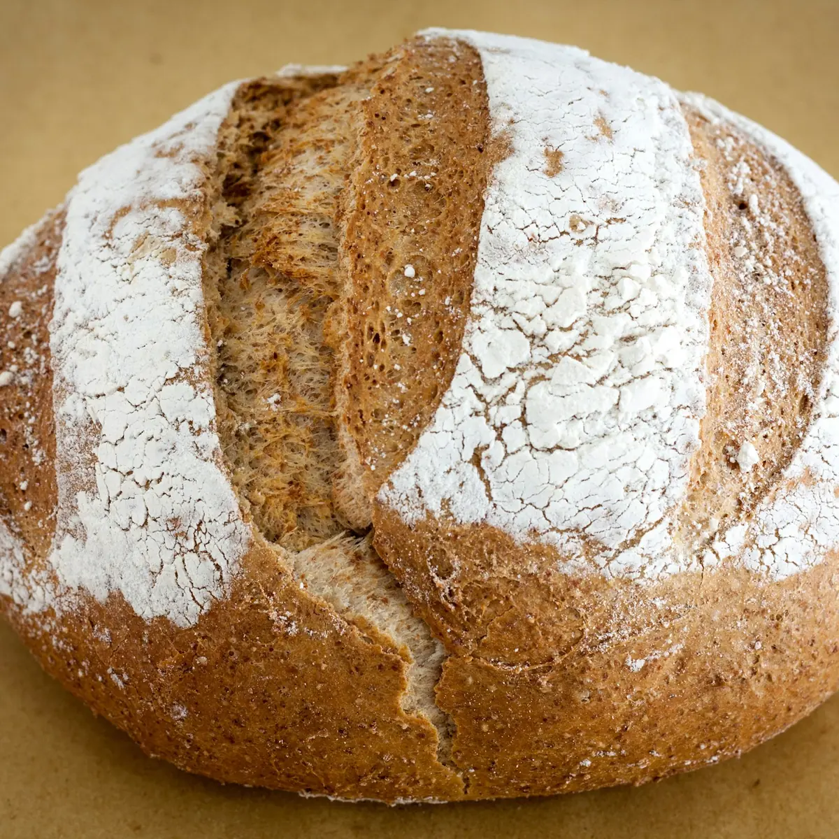 Pagnotta di lievito madre con la crosta infarinata