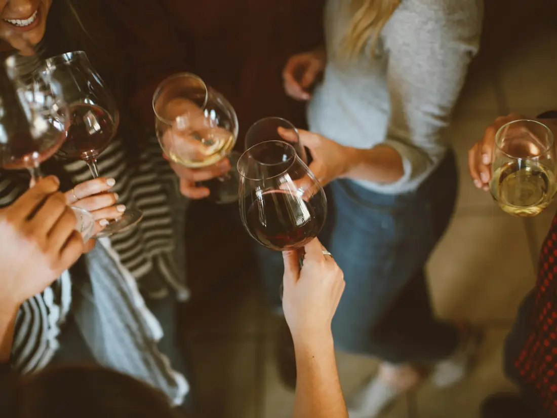 Ospiti che brindano con i calici di vino